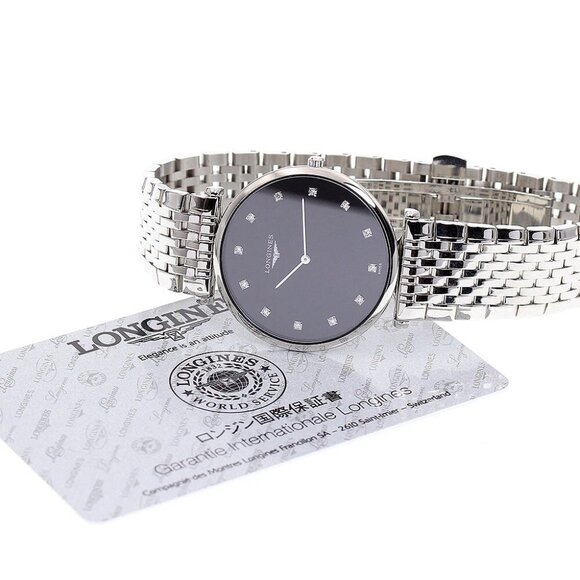 LONGINES Grand classic L4.709.4 12P diamond black Dial Quartz Men's Watch